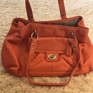 Peach leather Coach shoulder bag